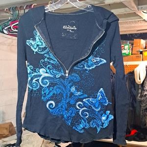 Current mood med zipper hoodie shirt blue